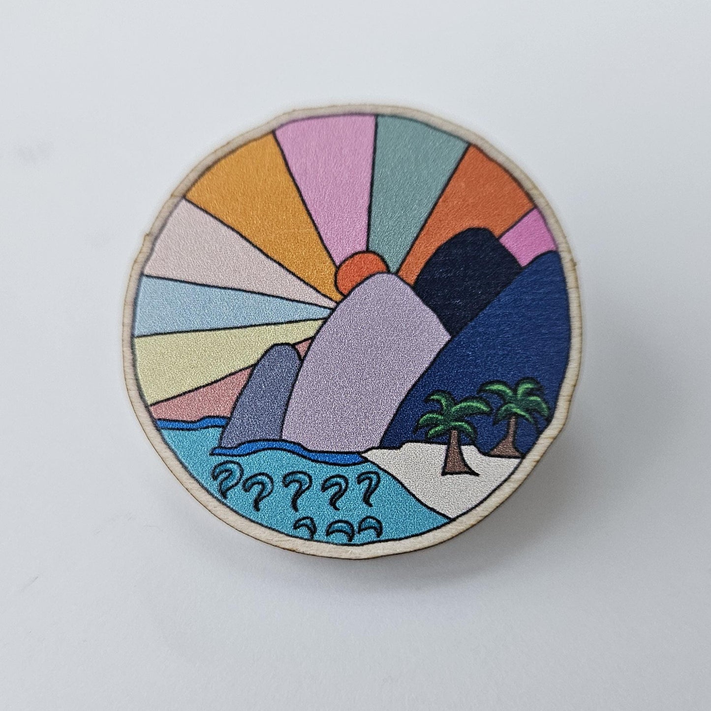 Mountains Wooden Pin Badge