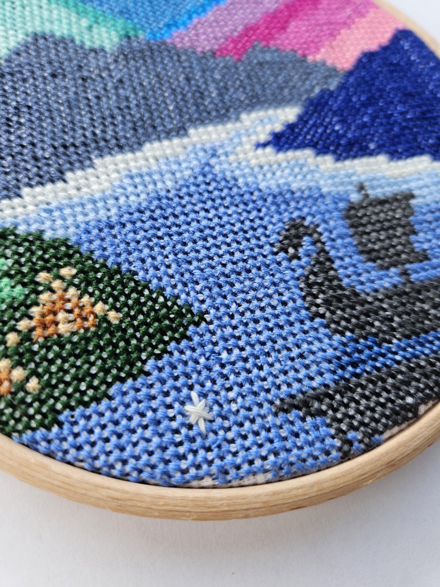 Mountains Northern Lights Cross Stitch Kit