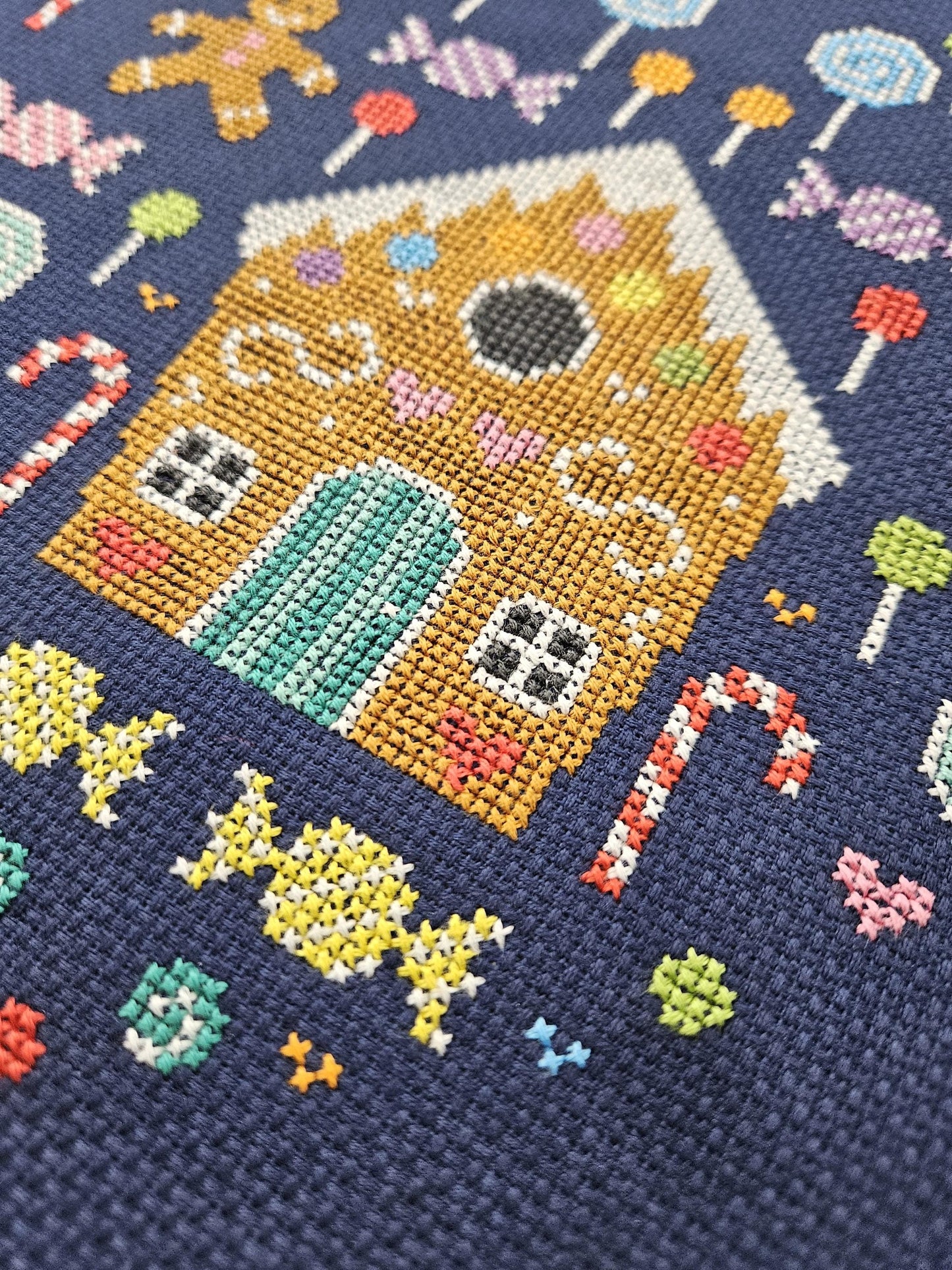 Gingerbread House Candy Heart Cross Stitch Kit