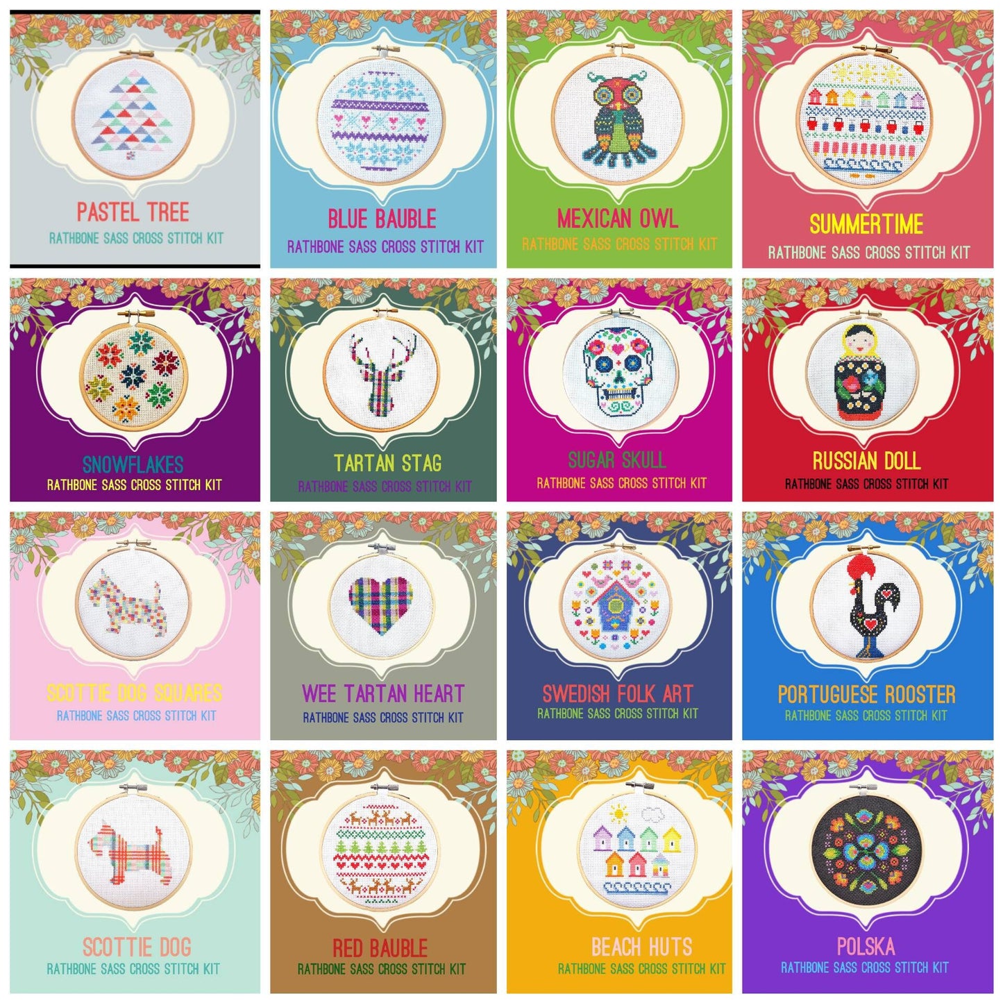 Modern Cross Stitch Kits Duo - pick any Two Hoop Designs