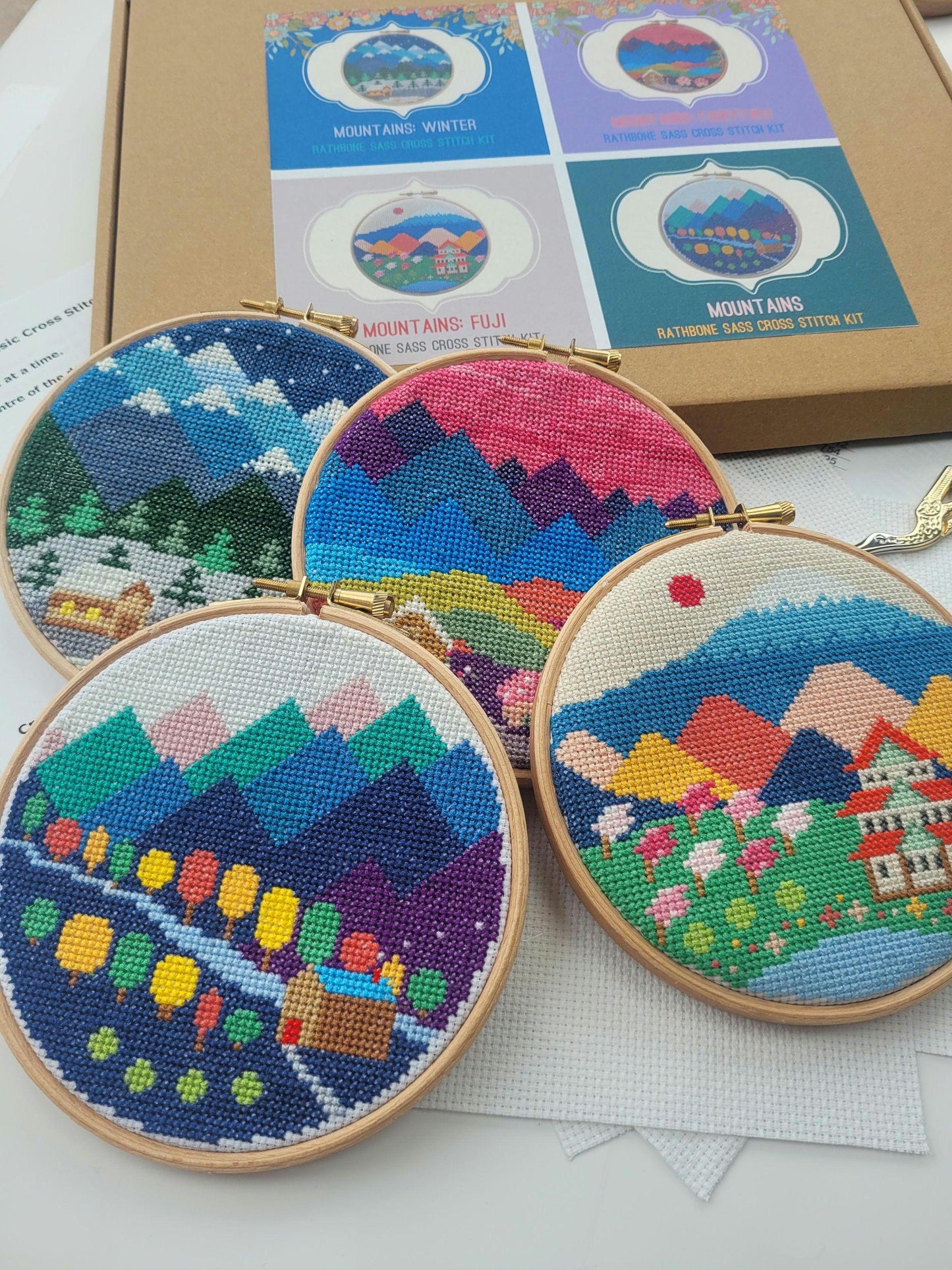 Cross Stitch Gift Set with 3 Full Mountains Kits