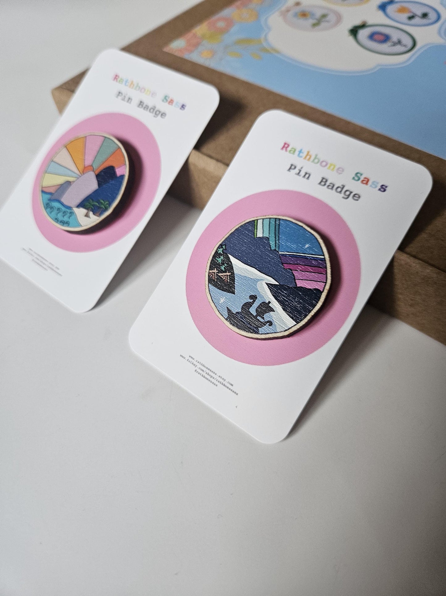 Mountains Wooden Pin Badge