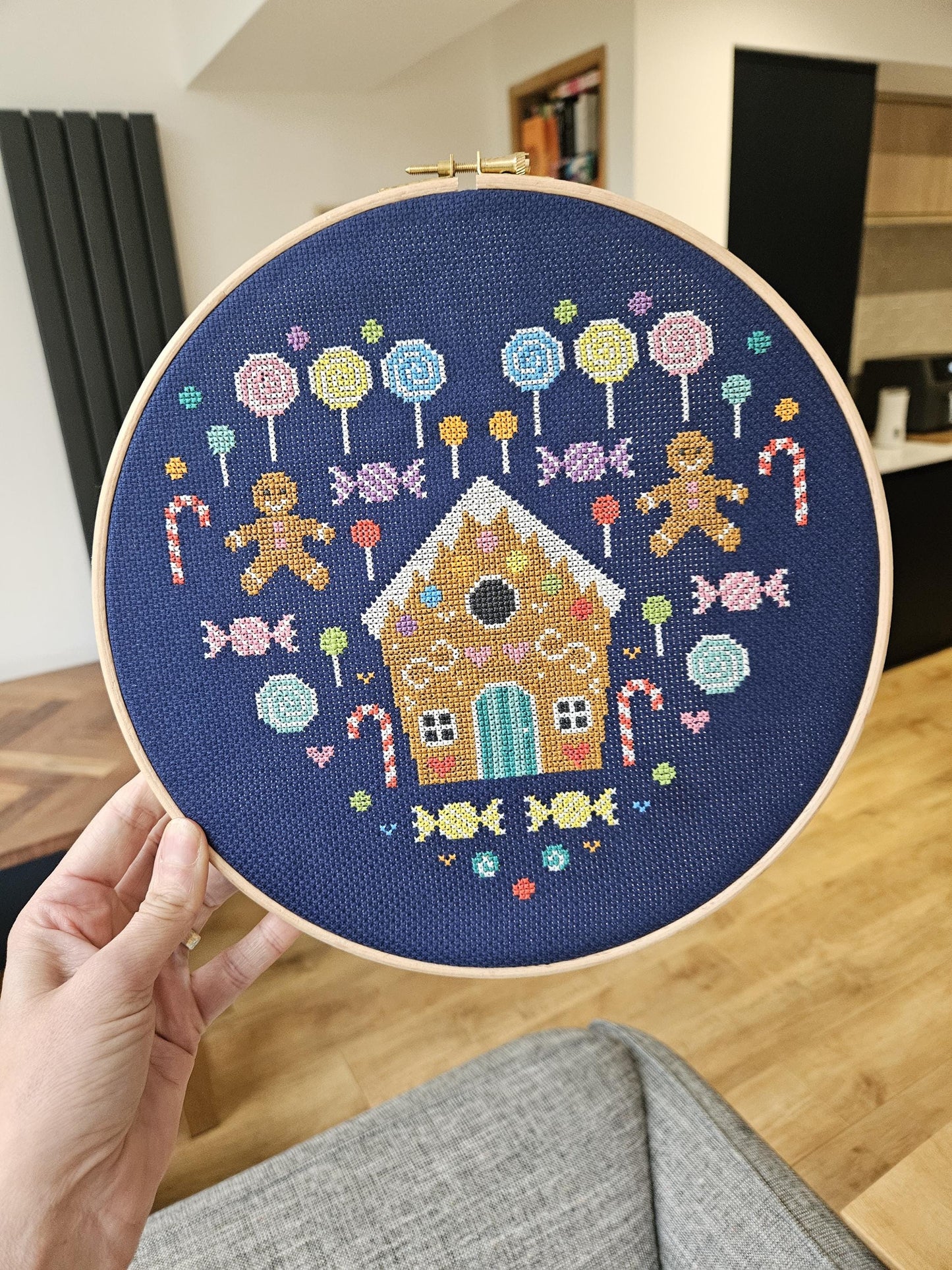 Gingerbread House Candy Heart Cross Stitch Kit