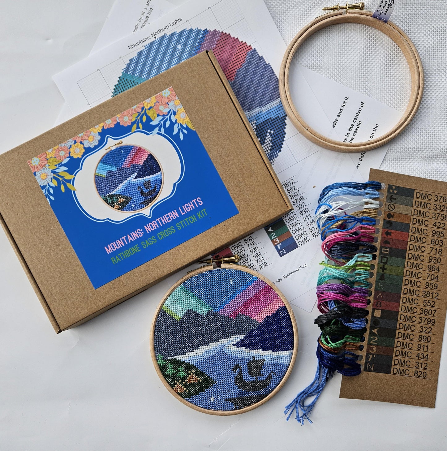 Mountains Northern Lights Cross Stitch Kit