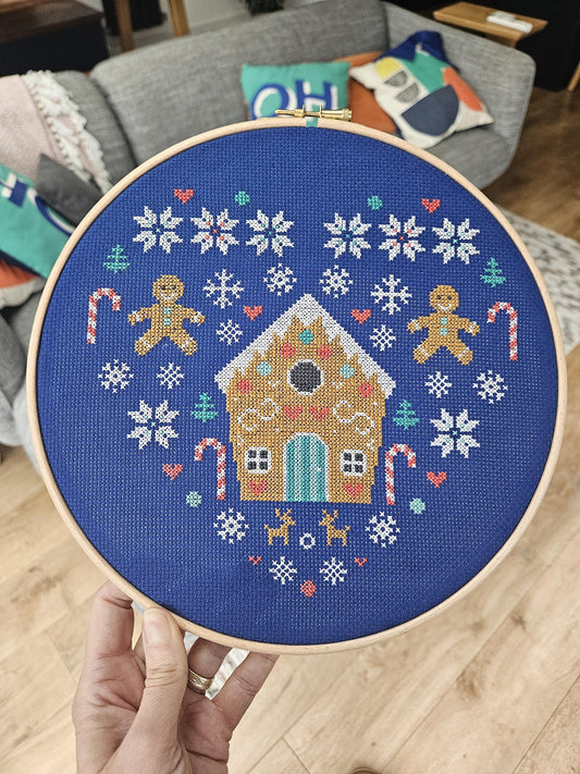 Gingerbread House Christmas Heart Cross Stitch Kit