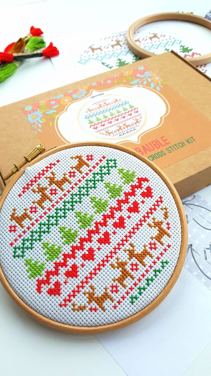 Modern Cross Stitch Kits Duo - pick any Two Hoop Designs