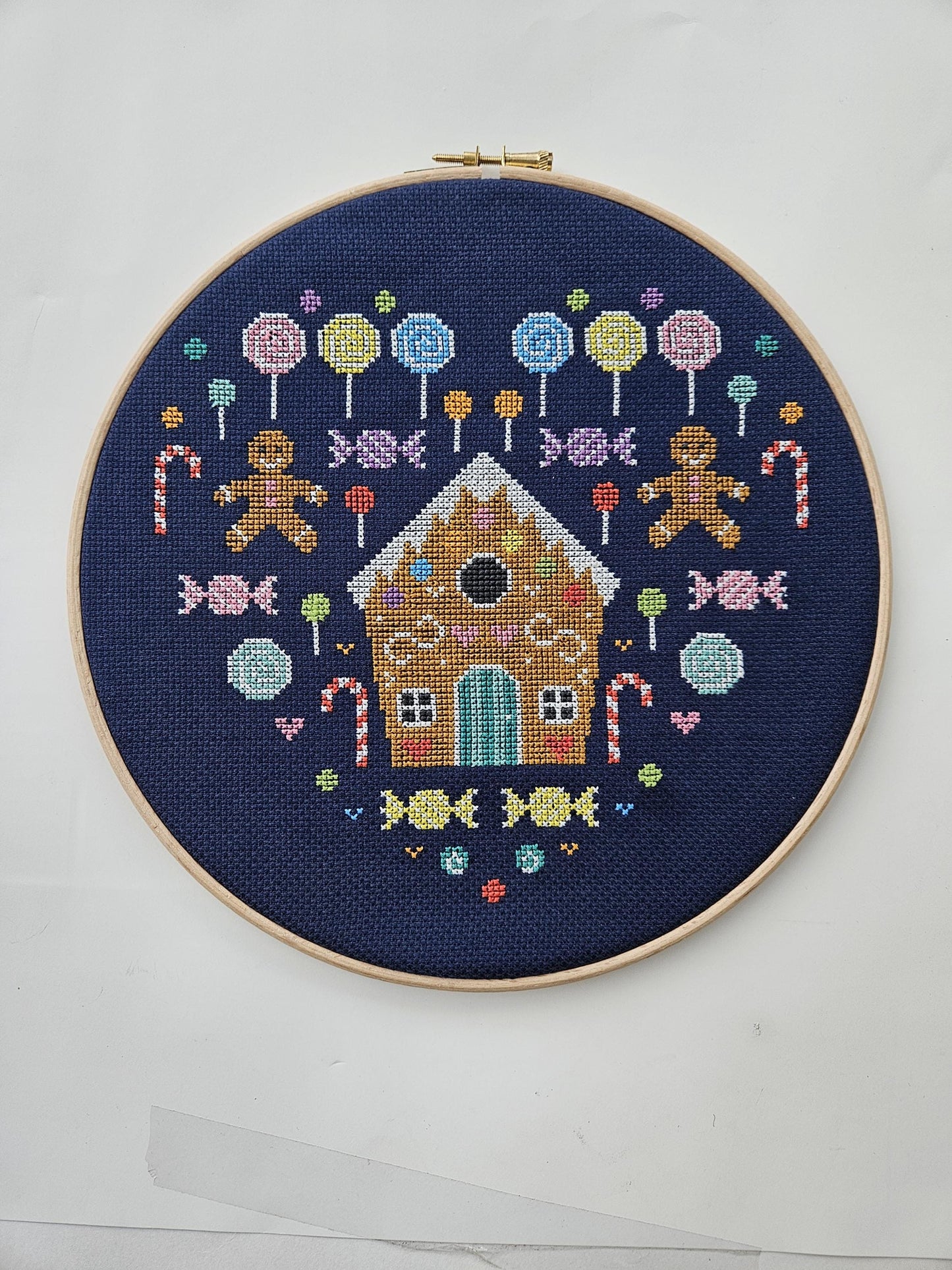 Gingerbread House Candy Heart Cross Stitch Kit