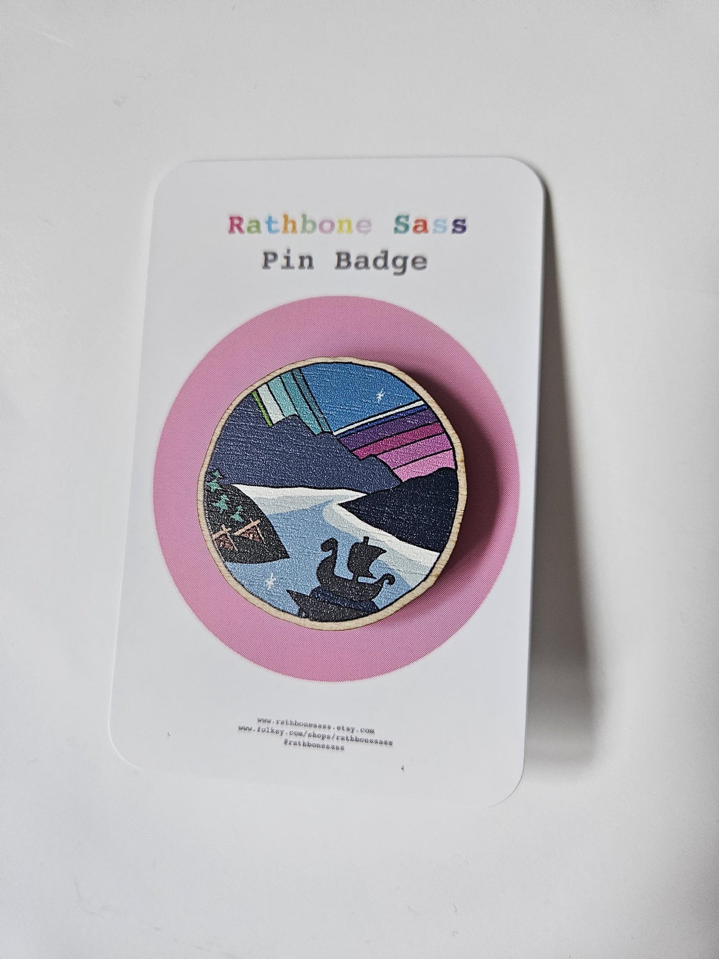 Mountains Wooden Pin Badge