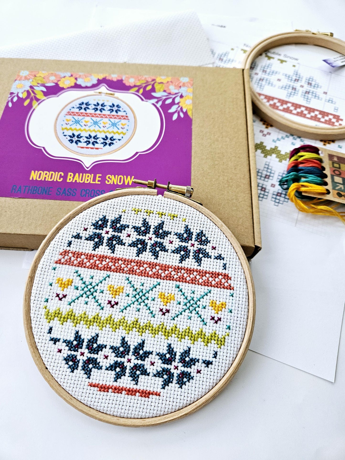 Nordic Bauble Snow Cross Stitch Kit