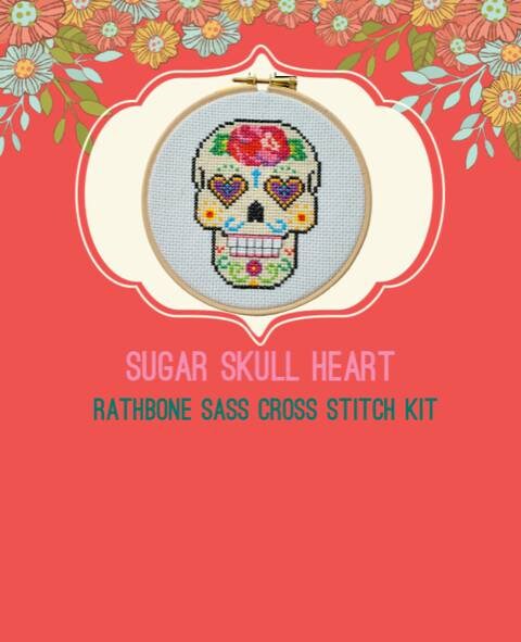 Sugar Skull Heart Cross Stitch Kit