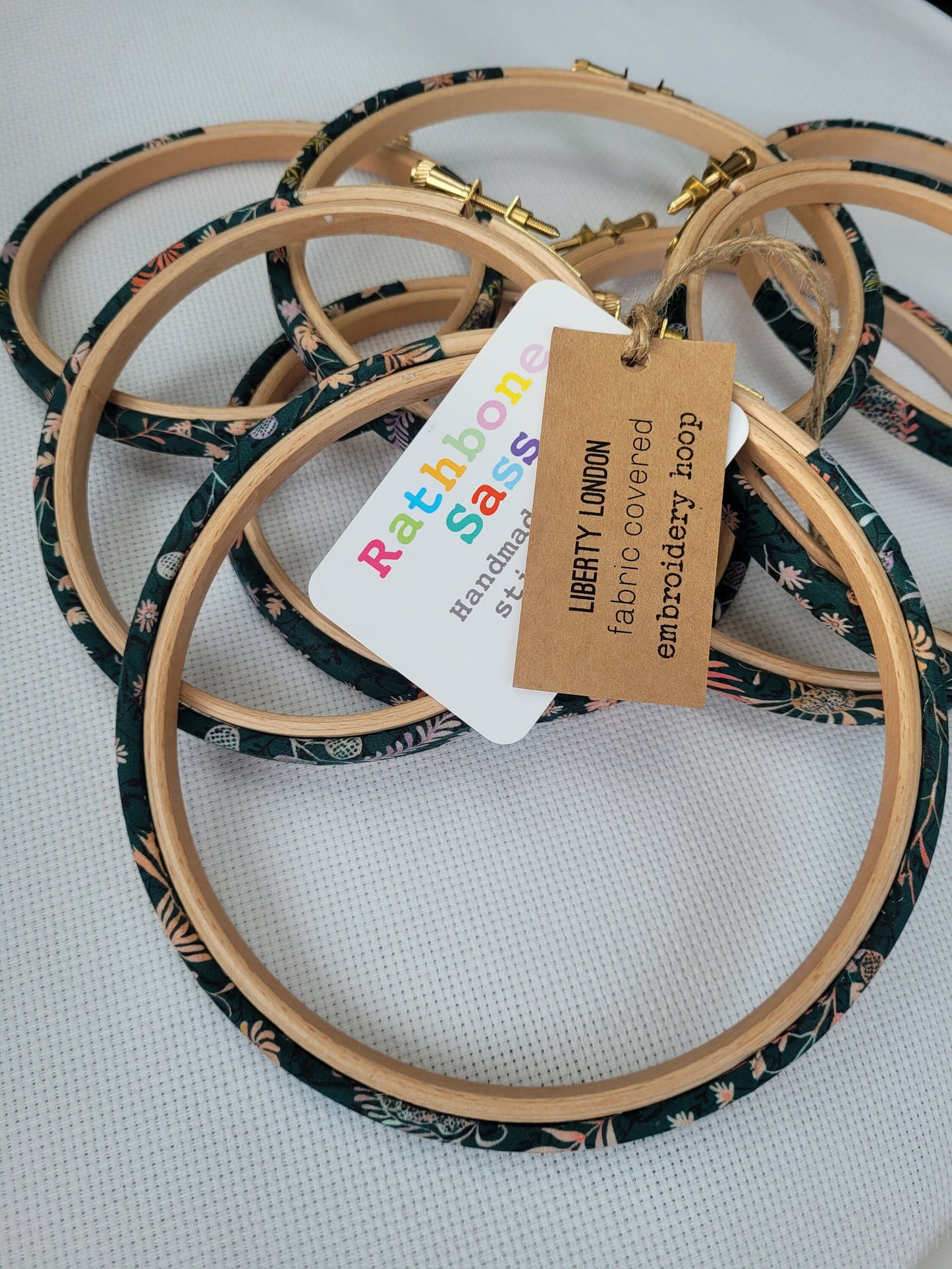 Fabric Covered Embroidery Hoop Elbesee - Liberty of London Tana Lawn Fabric 5 & 6 Inch