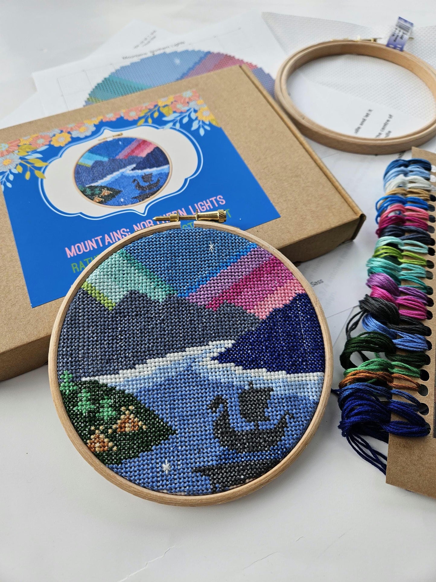 Mountains Northern Lights Cross Stitch Kit