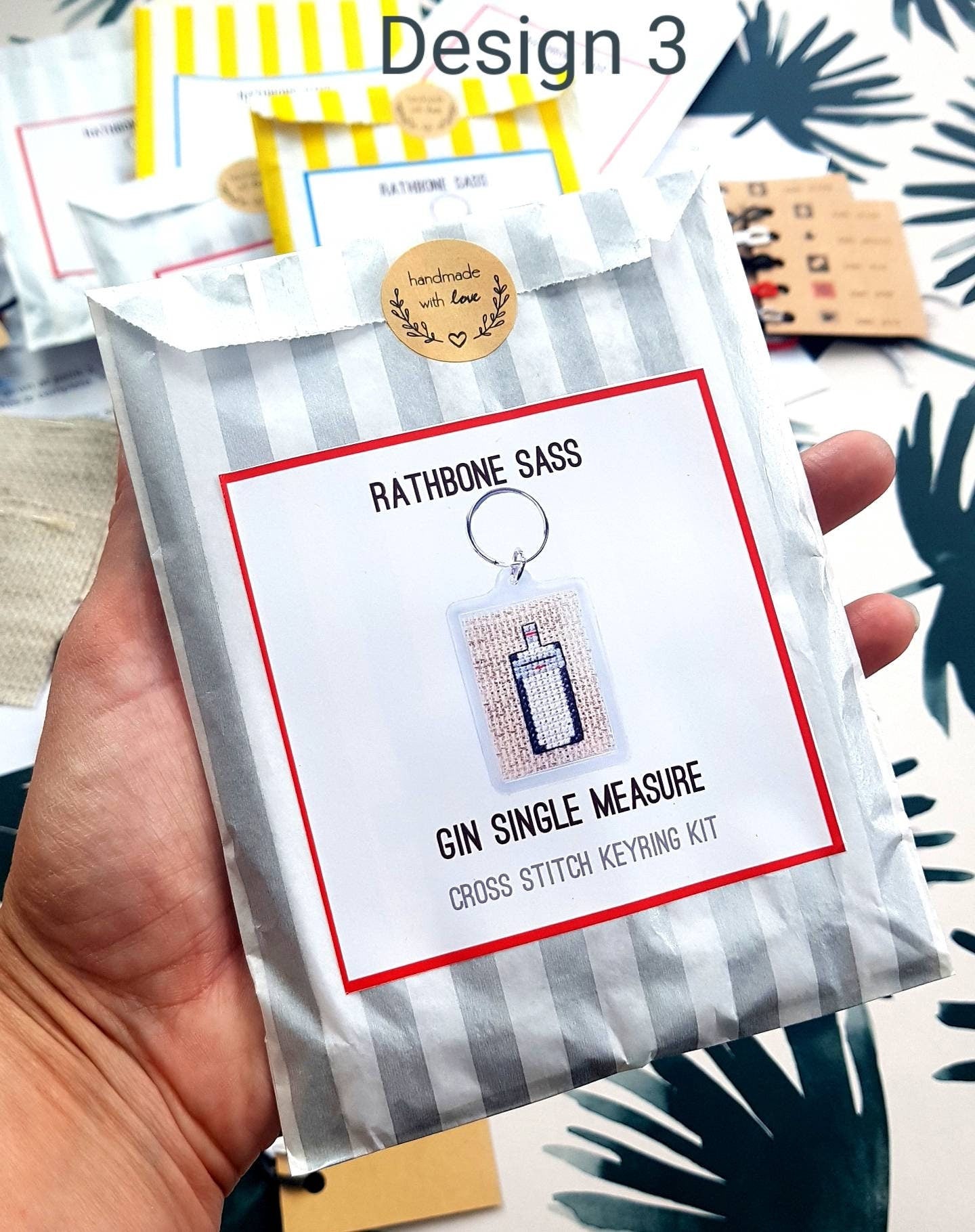 Gin Cross Stitch Keyring Kit