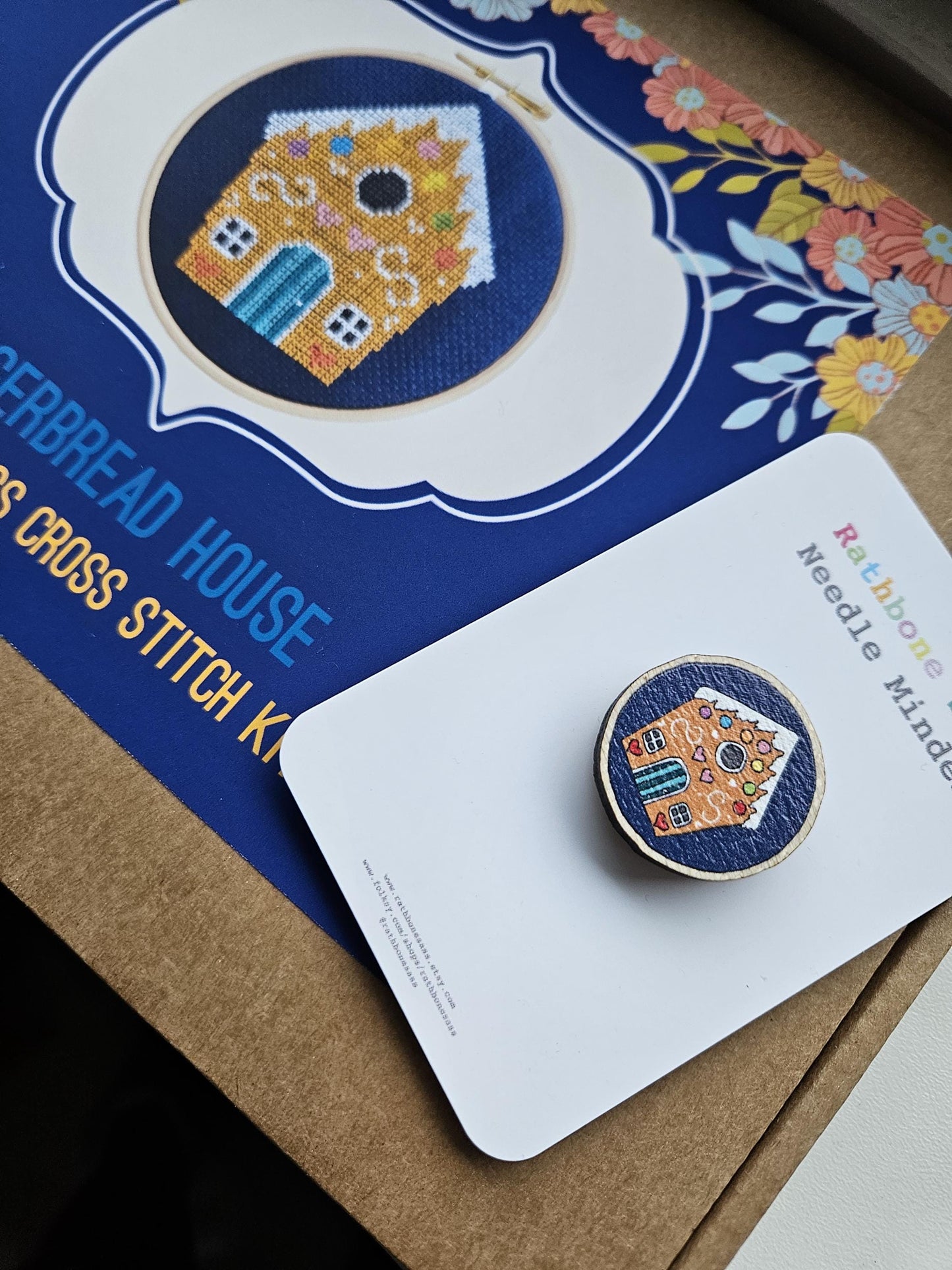 Gingerbread House Candy Heart Cross Stitch Kit