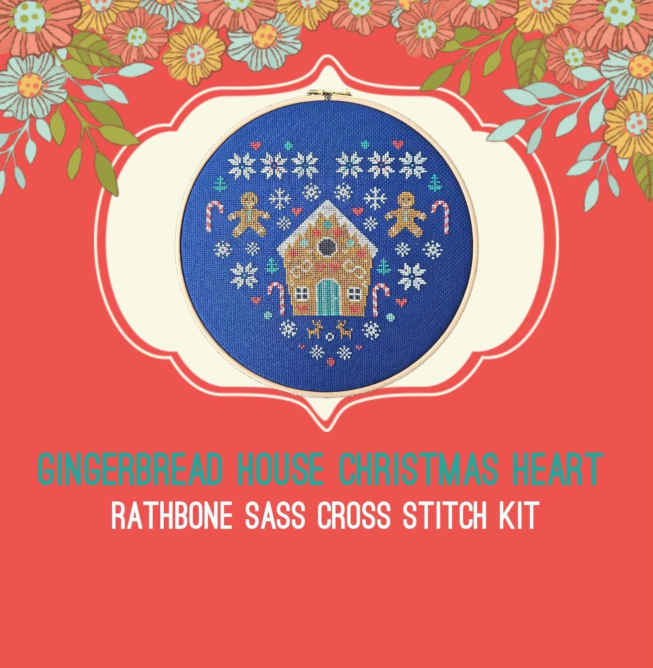 Gingerbread House Christmas Heart Cross Stitch Kit
