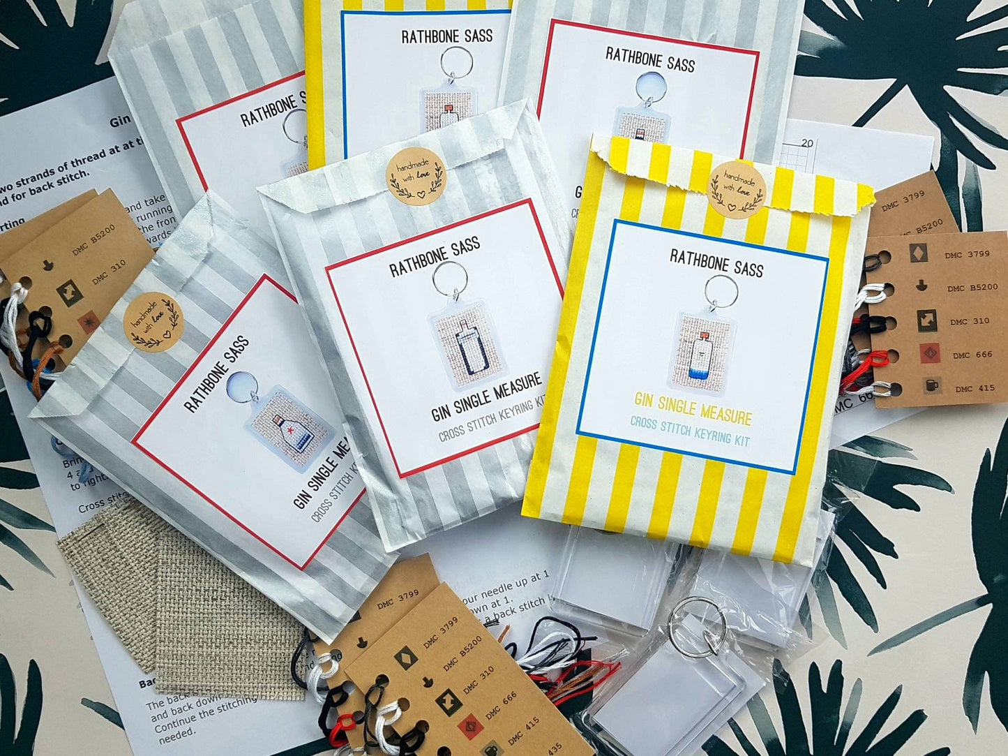 Gin Cross Stitch Keyring Kit