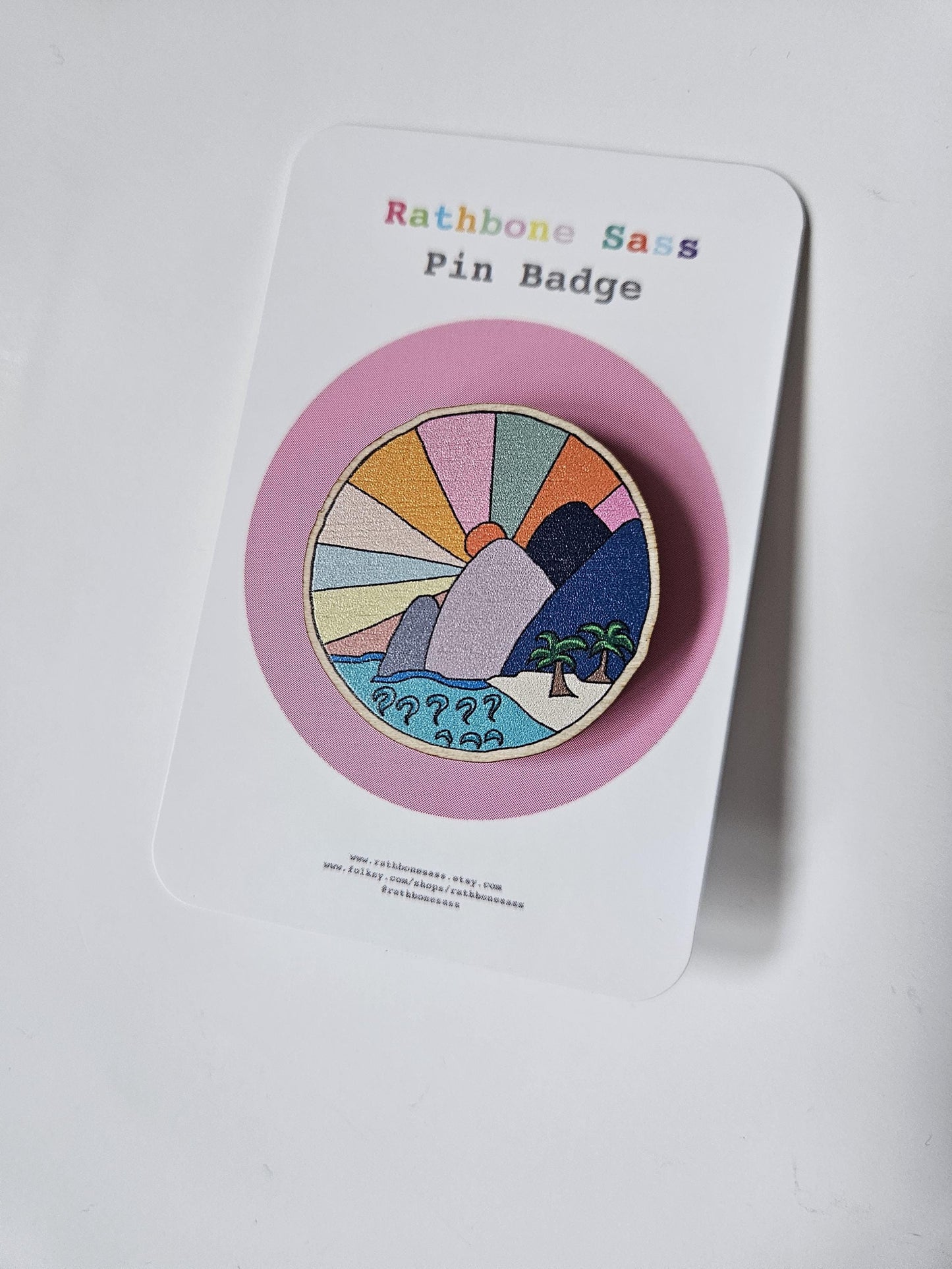 Mountains Wooden Pin Badge