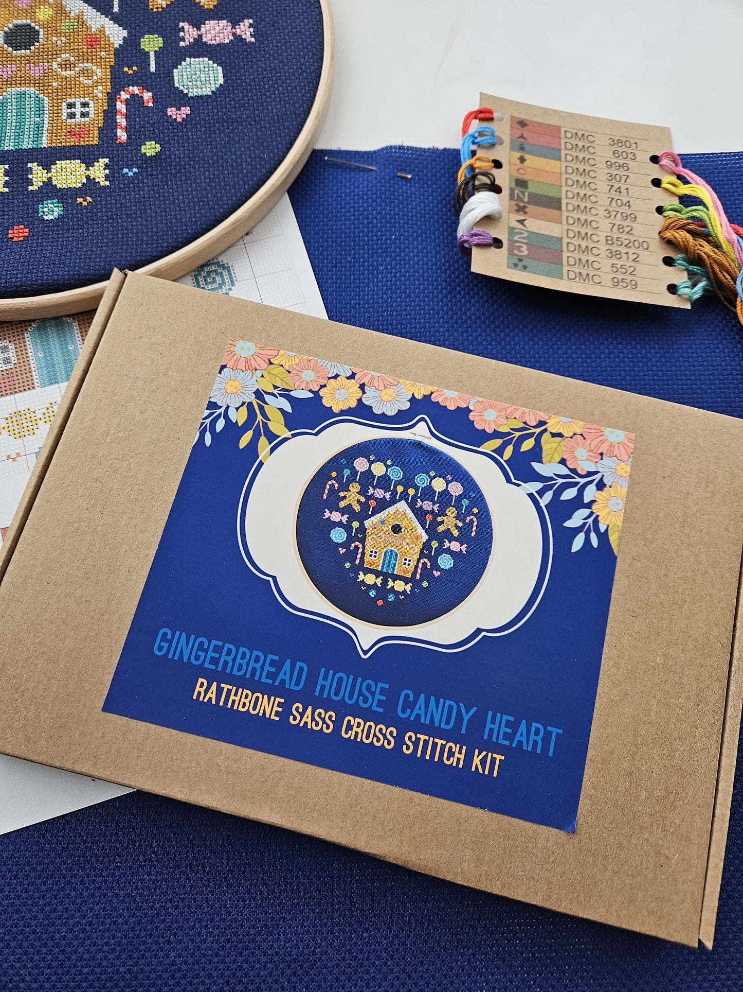 Gingerbread House Candy Heart Cross Stitch Kit