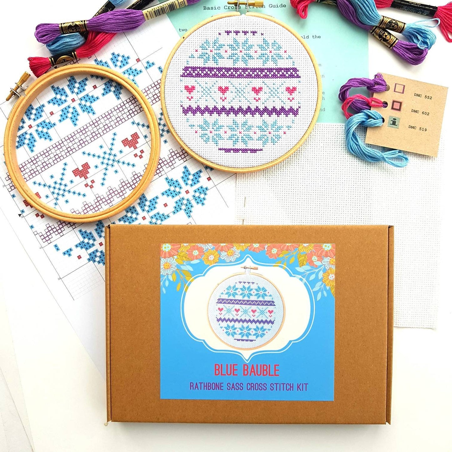 Blue Bauble Cross Stitch Kit