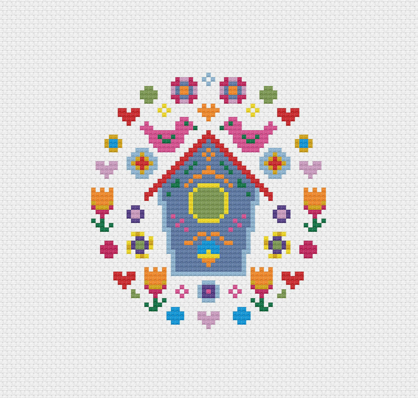 Mini Swedish Folk Art Cross Stitch Kit