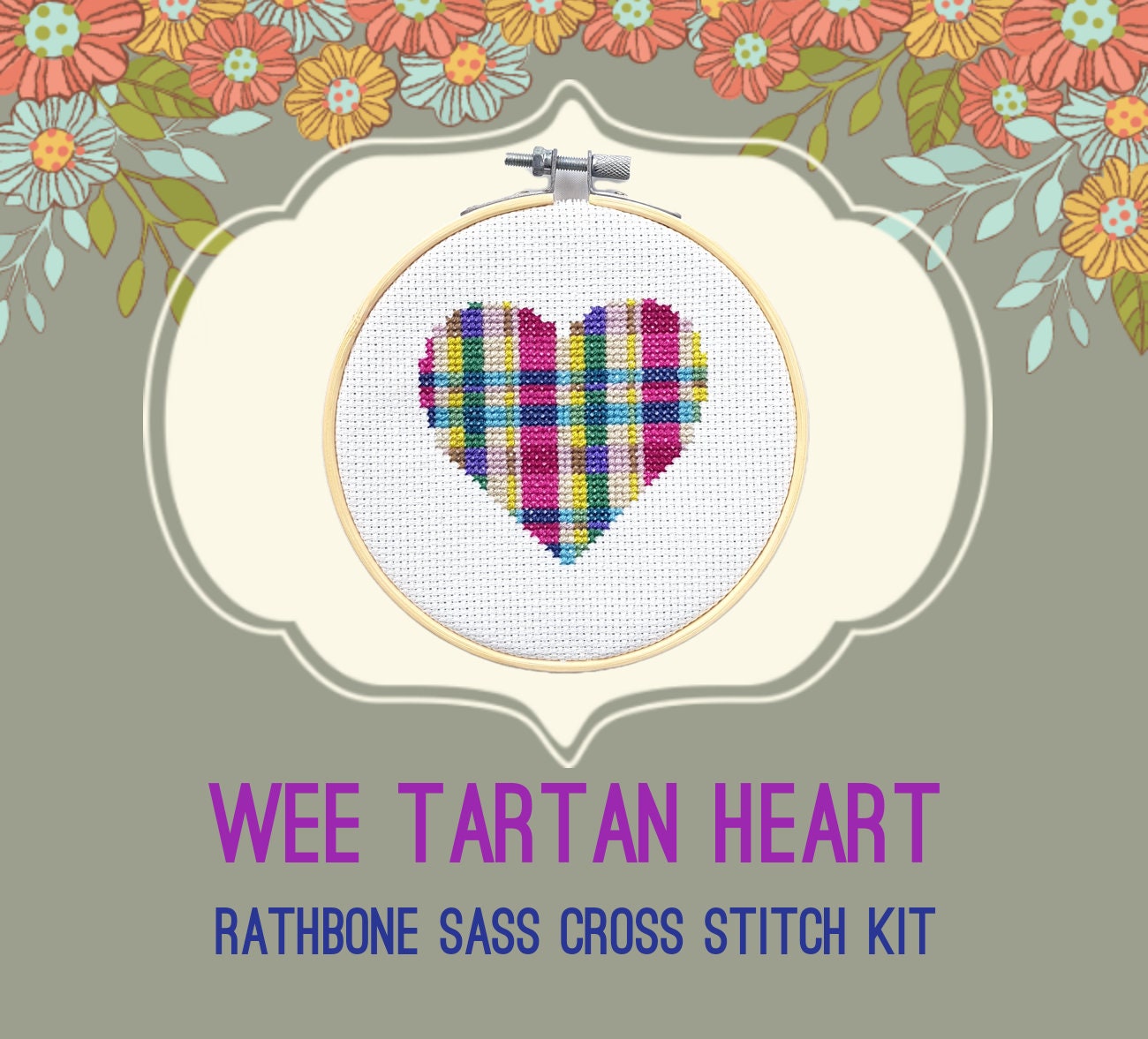 Wee Tartan Heart Cross Stitch Kit