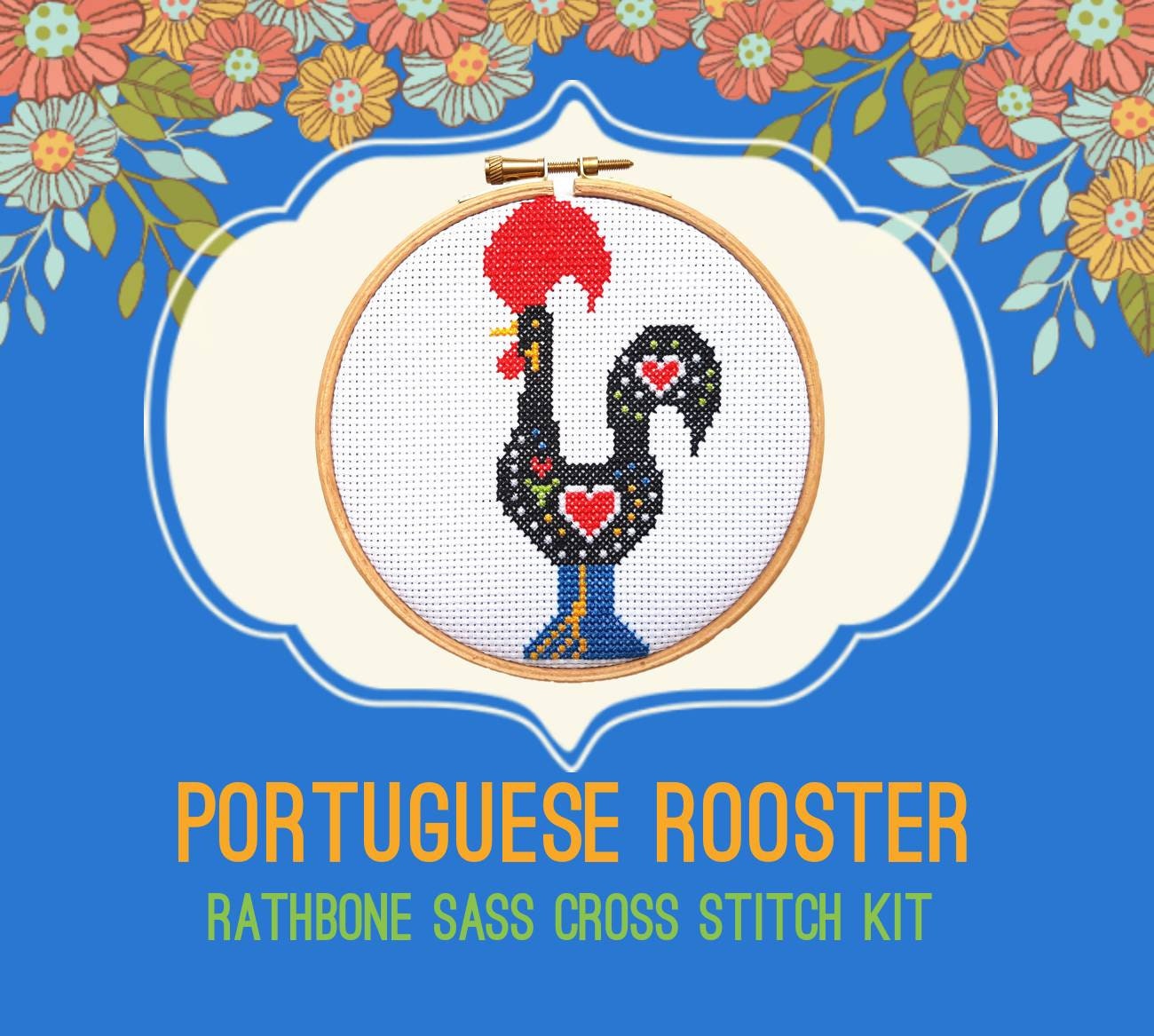 Portuguese Rooster Cross Stitch Kit