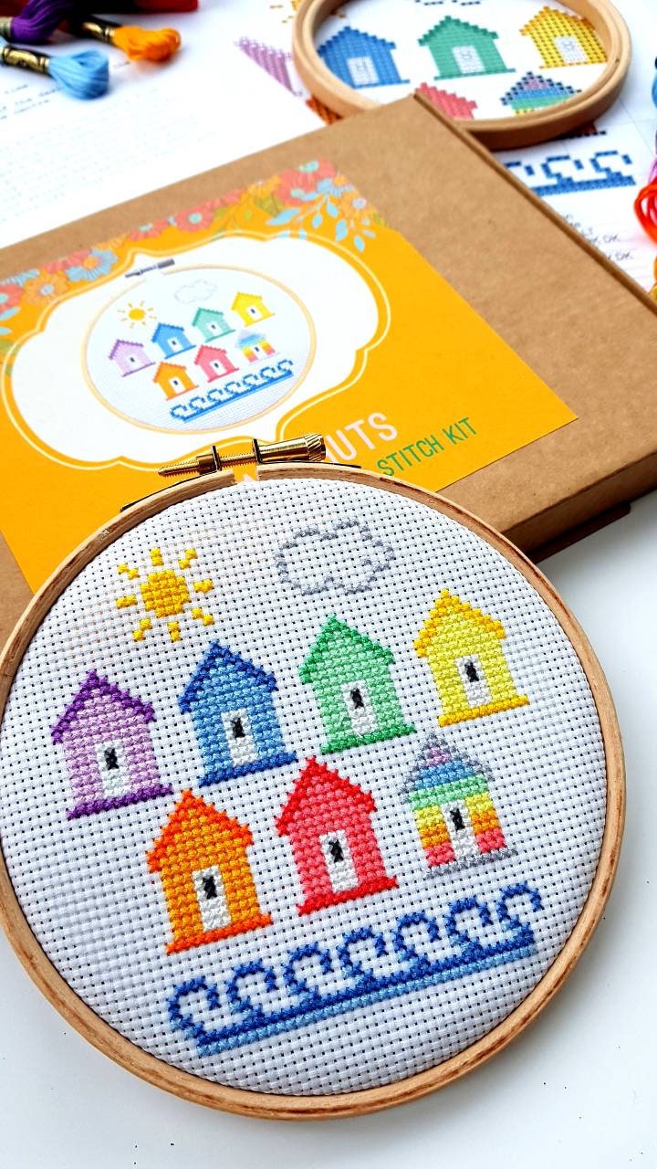 Beach Huts Cross Stitch Kits