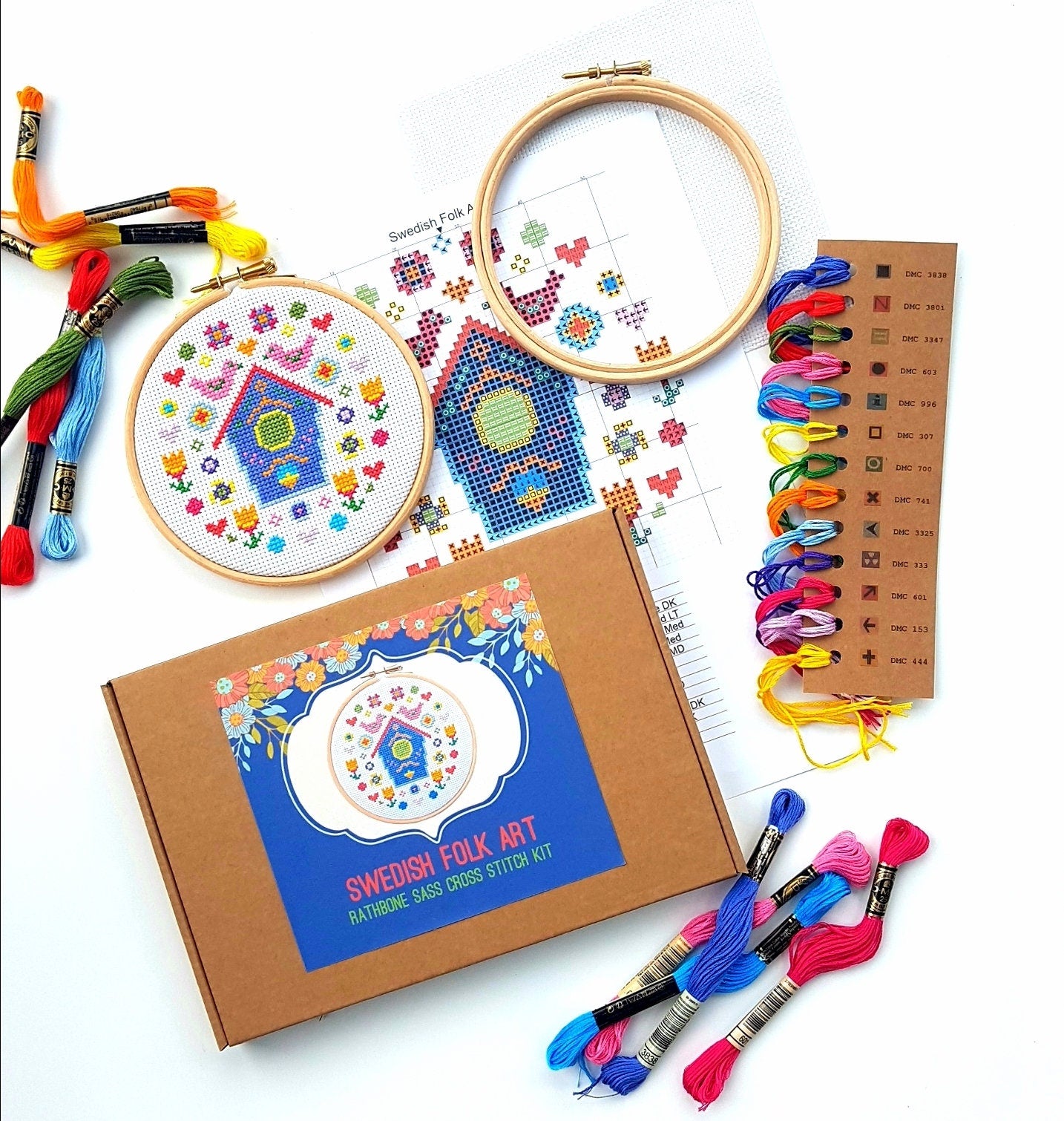 Mini Swedish Folk Art Cross Stitch Kit