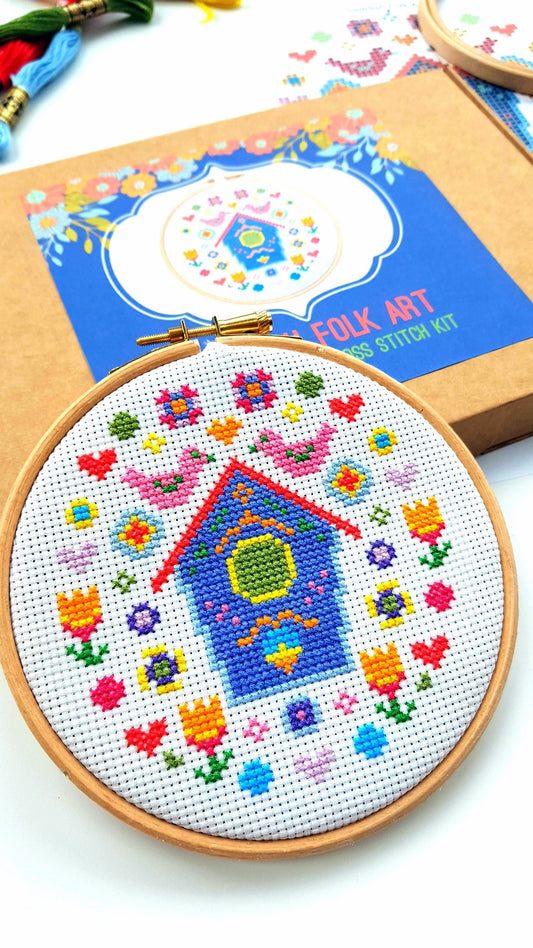 Mini Swedish Folk Art Cross Stitch Kit