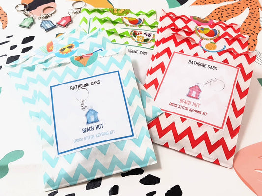 Beach Hut Cross Stitch Keyring Kit