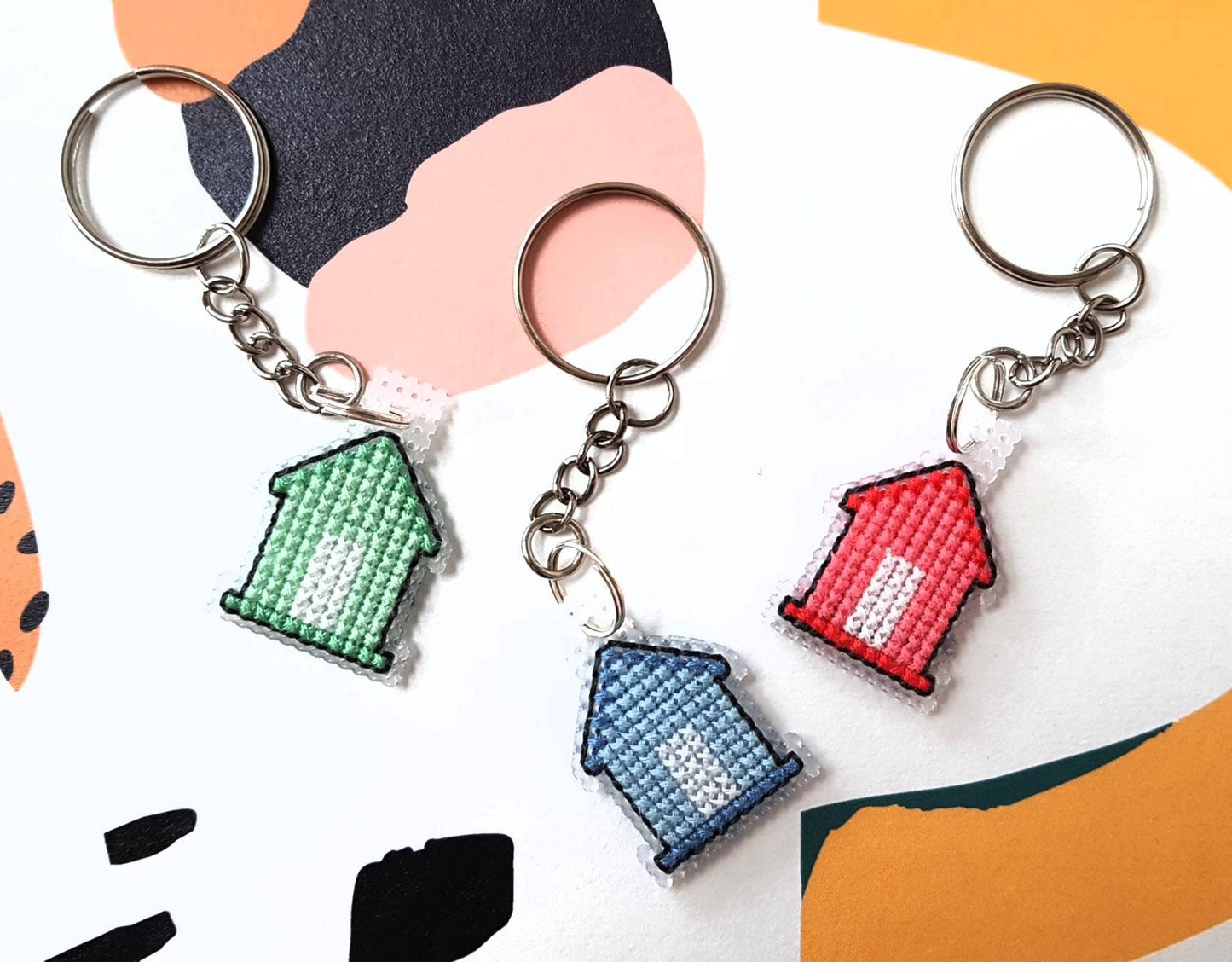 Beach Hut Cross Stitch Keyring Kit