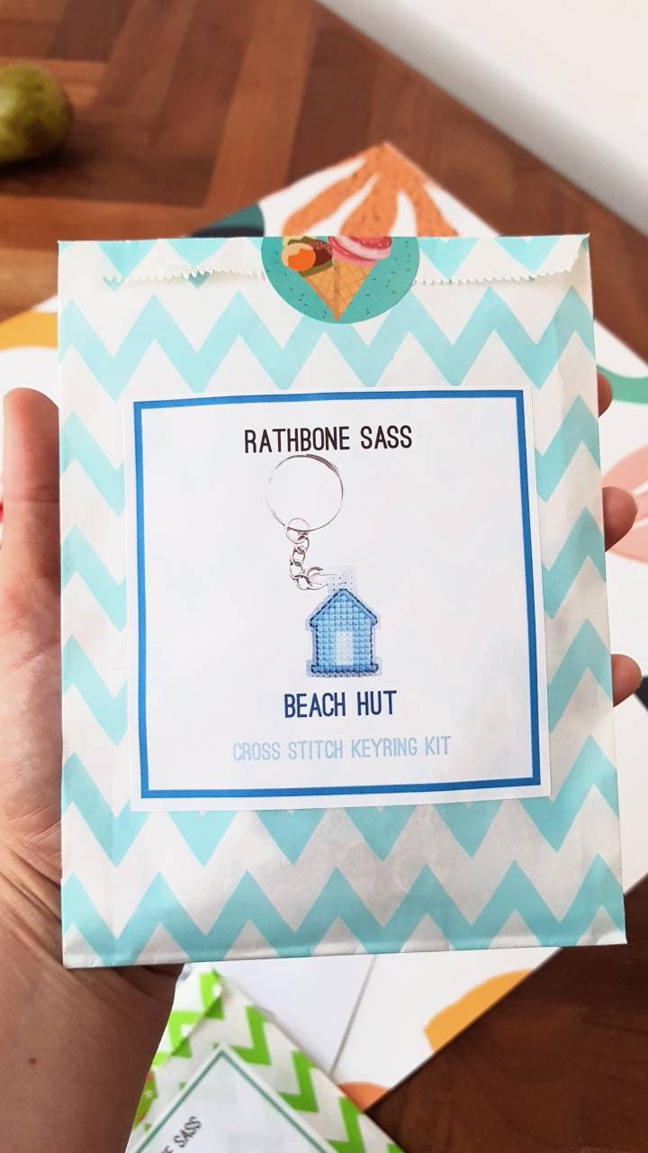 Beach Hut Cross Stitch Keyring Kit
