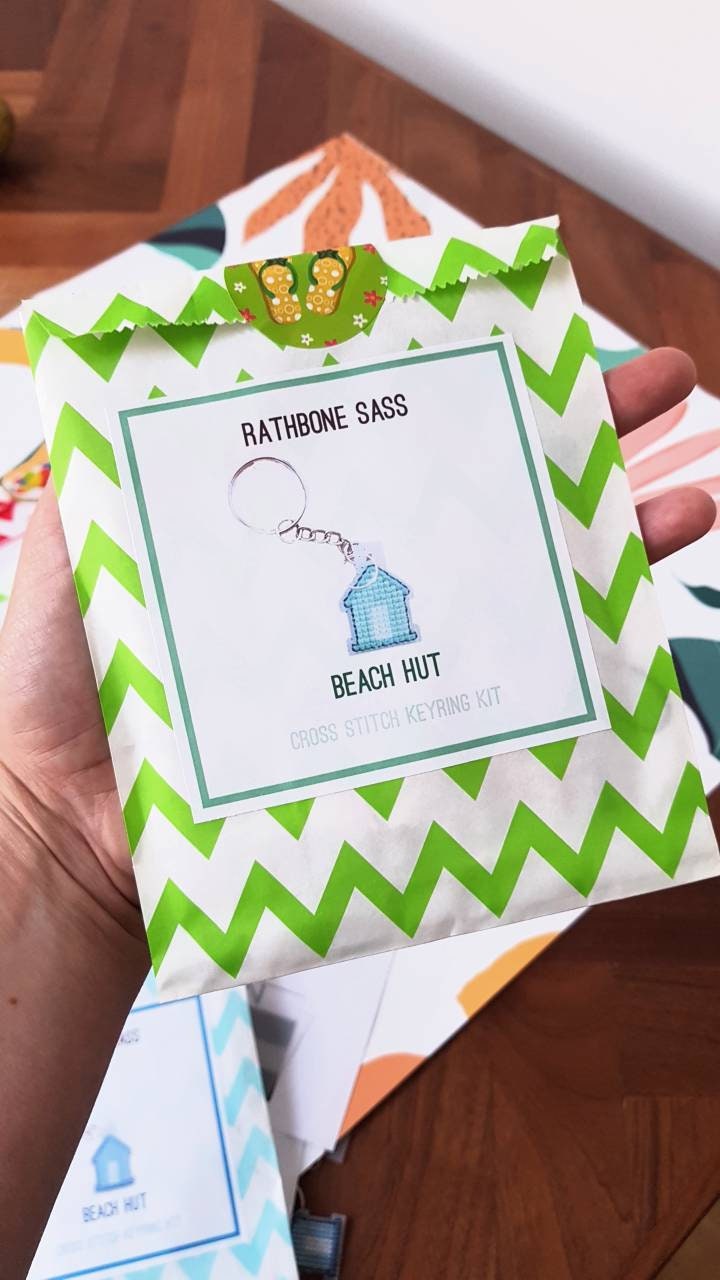 Beach Hut Cross Stitch Keyring Kit