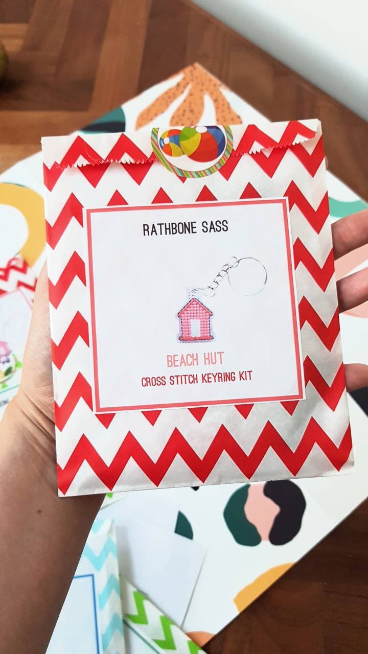 Beach Hut Cross Stitch Keyring Kit