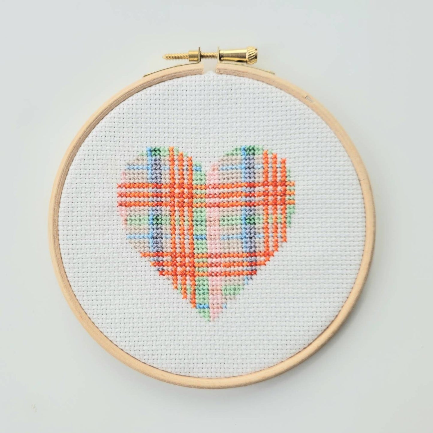 Pastel Tartan Heart Cross Stitch Kit