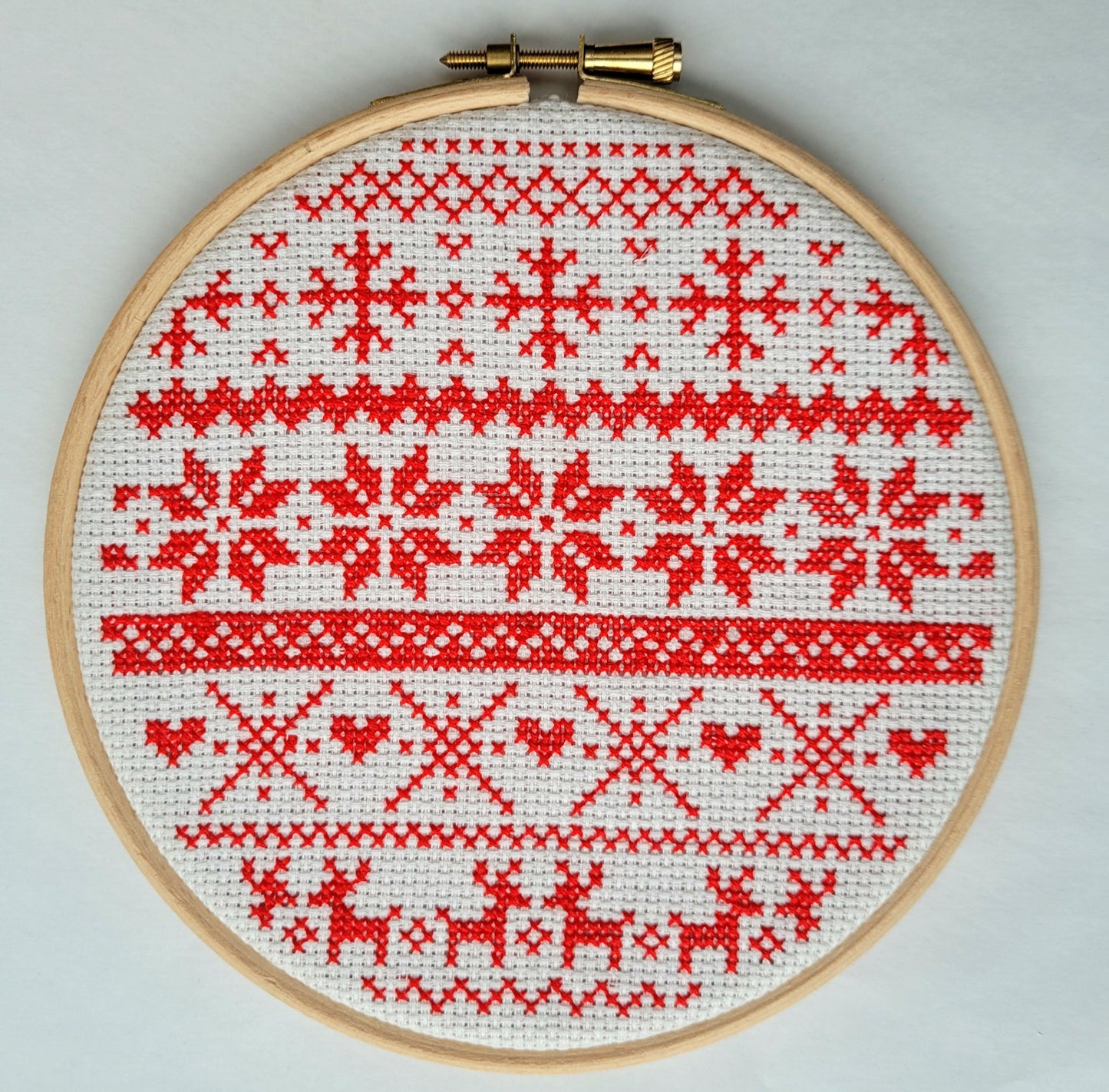 Large Red Bauble Christmas Fair Isle Sampler Cross Stitch Kit