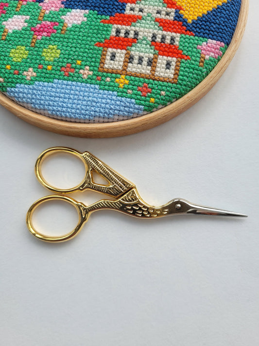 Stork Gold Embroidery Scissors
