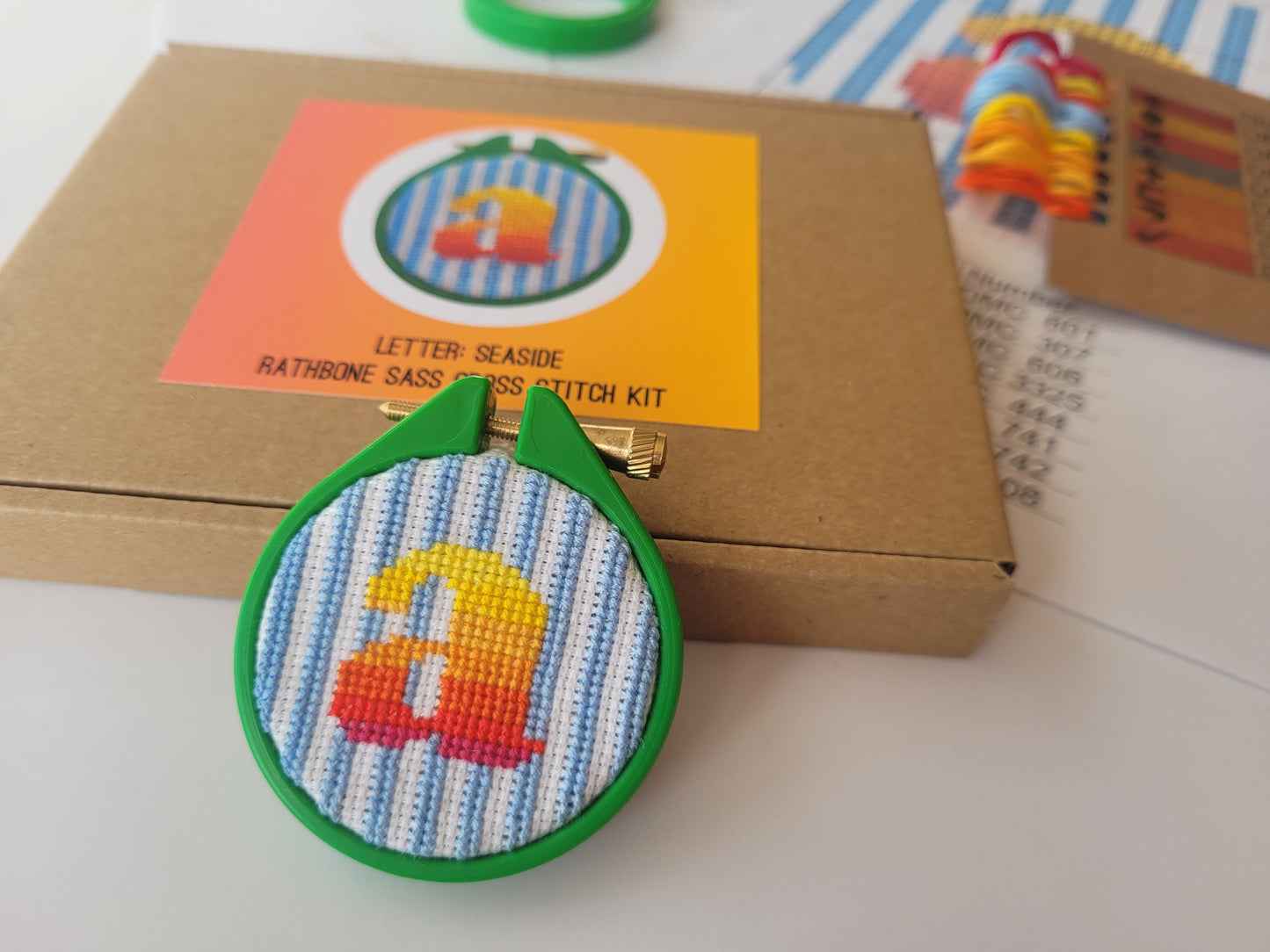 Ombre Letters: Seaside Cross Stitch Kit 18 Count