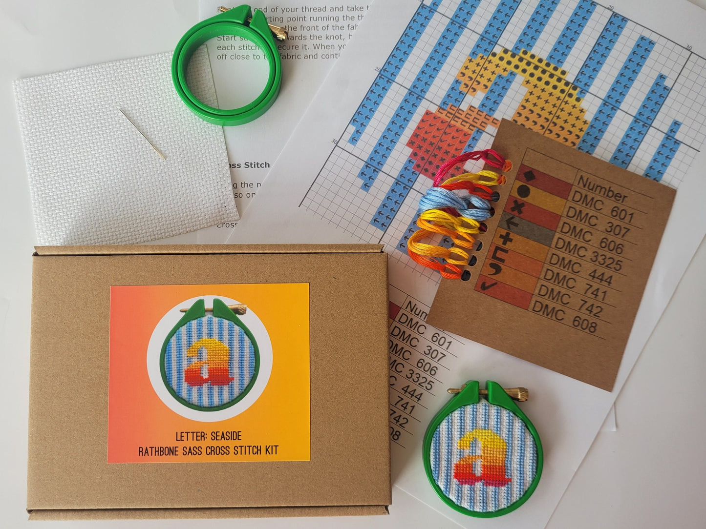 Ombre Letters: Seaside Cross Stitch Kit 18 Count