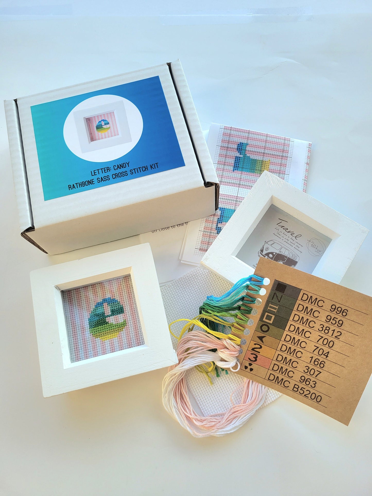 Ombre Letters: Candy Square Cross Stitch Kit With Frame