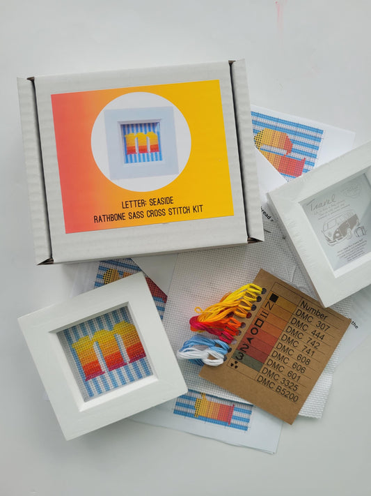 Ombre Letters: Seaside Square Cross Stitch Kit With Frame